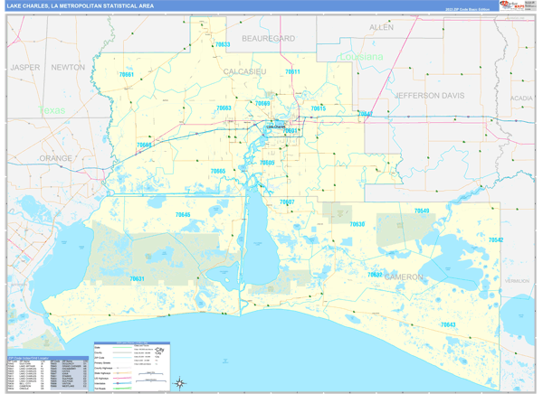 Lake Charles Metro Area Wall Map